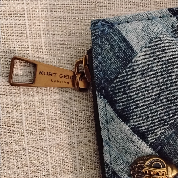 Kurt Geiger Blue Woven Denim Zip Wallet - Picture 9 of 10